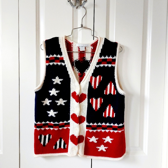 The Limited Sweaters - Patriotic Sweater Vest size Xl/XXL The Limited 4th of July Grannycore Teacher